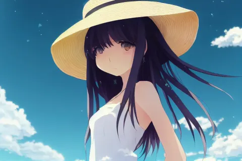 Serene Anime Summer Girl Portrait
