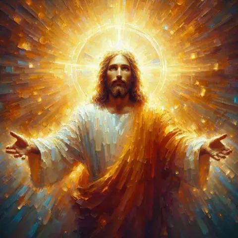 Jesus Christ With Outstretched Arms Impasto Painting