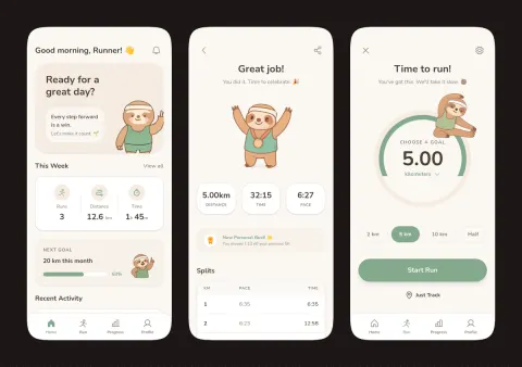 Sloth Running Tracker App UI