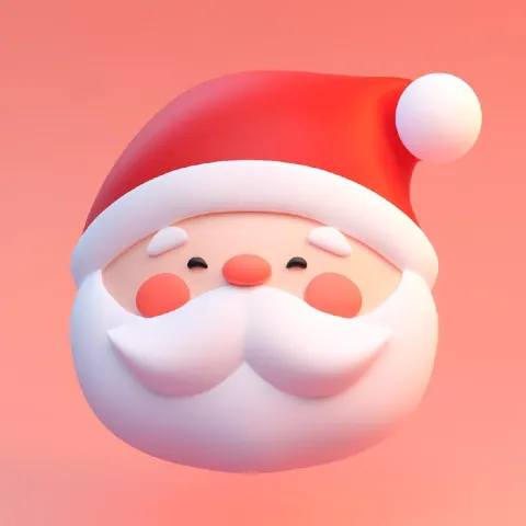 Cute Clay Santa Head 3D Isometric Icon
