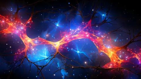 Electric Blacklight Neural Network Neuron Art