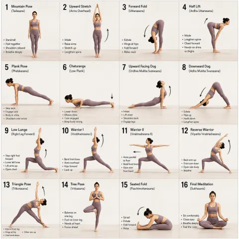 Yoga Pose Storyboard Grid