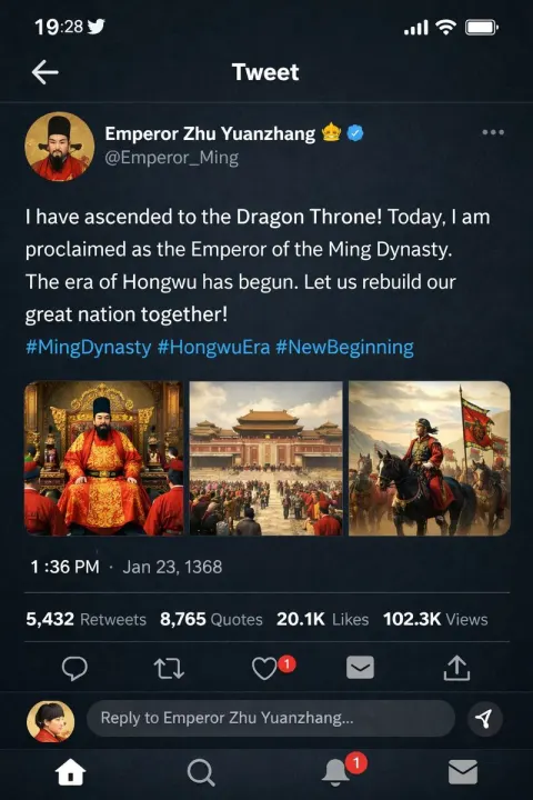 Ming Emperor Tweets Dragon Throne