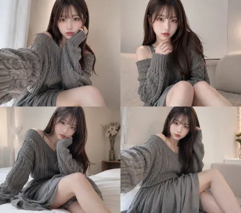 Cozy Bedroom Selfie Portrait Collage