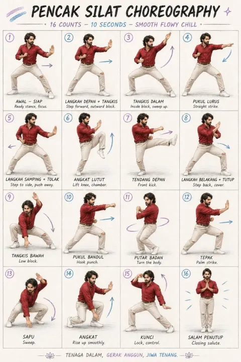 Pencak Silat 16-Move Flow Tutorial