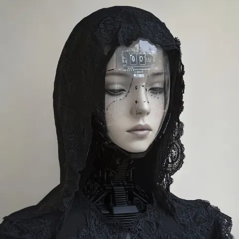 Dystopian Lace Hooded Robot Woman