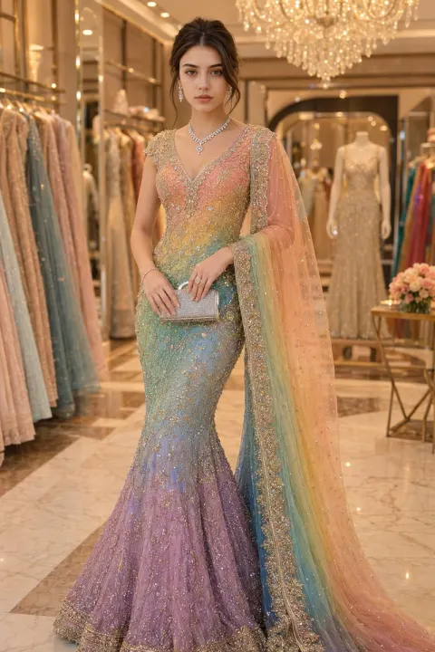 Rainbow Saree Gown Portrait