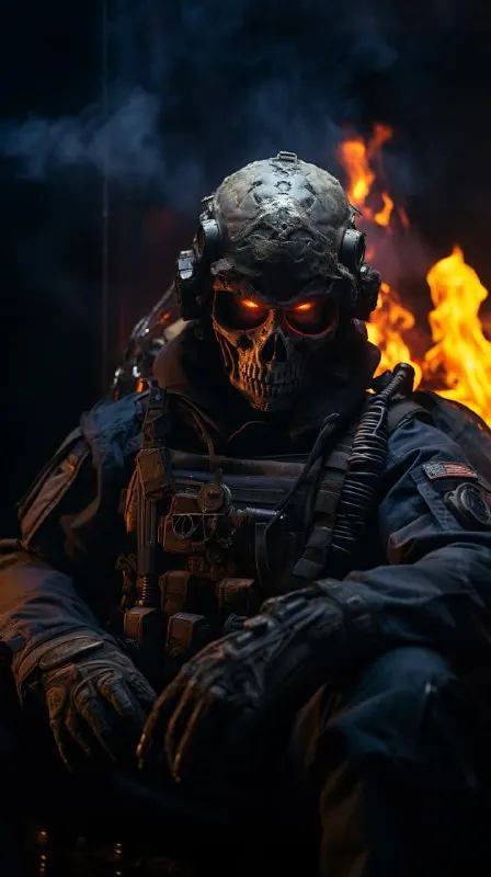 Modern Warfare Ghost Soldier Beside Small Fire