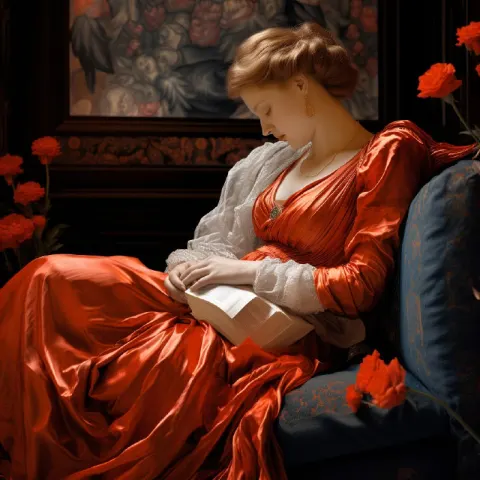 Pregnant Lady Reading in Imperial Study Portrait