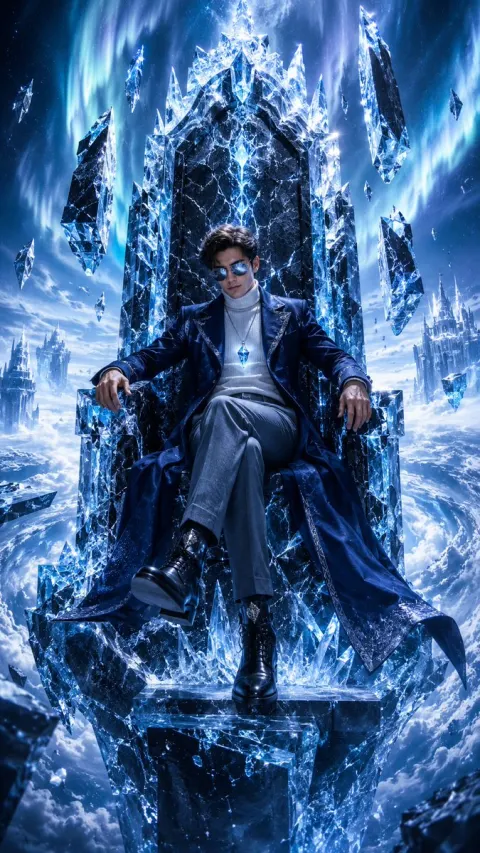 Frozen Emperor on Ice Throne