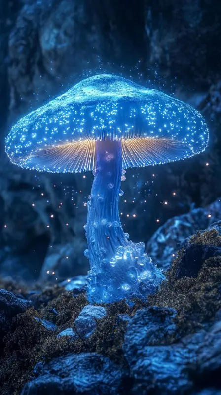 Giant Glowing Mushroom in Mountains