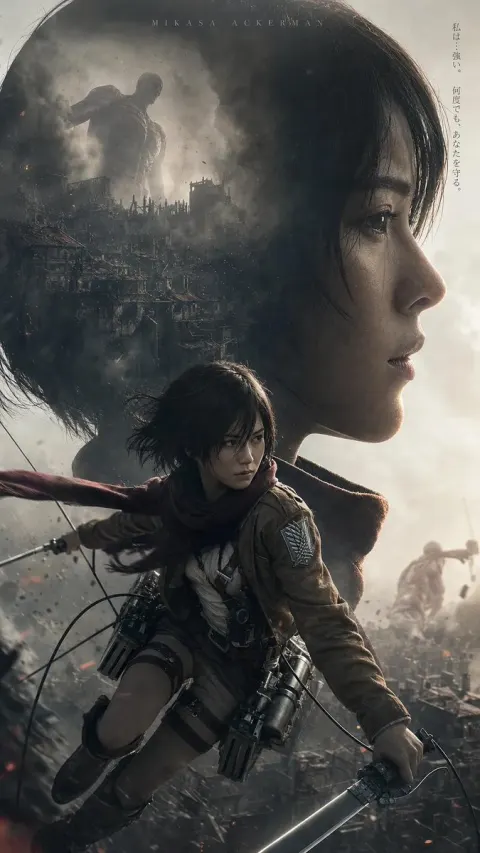 Female Warrior Battles Colossal Titans
