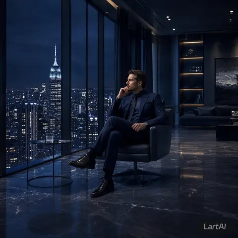 Successful Businessman at Night