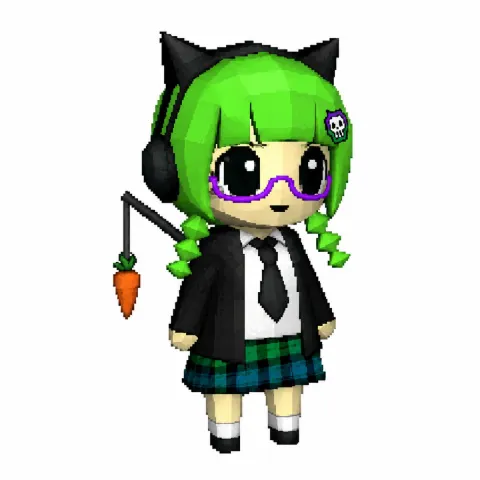 Chibi Voxel Girl Avatar Render