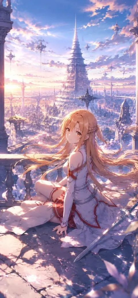 Sakura Balcony Anime Girl Sunset