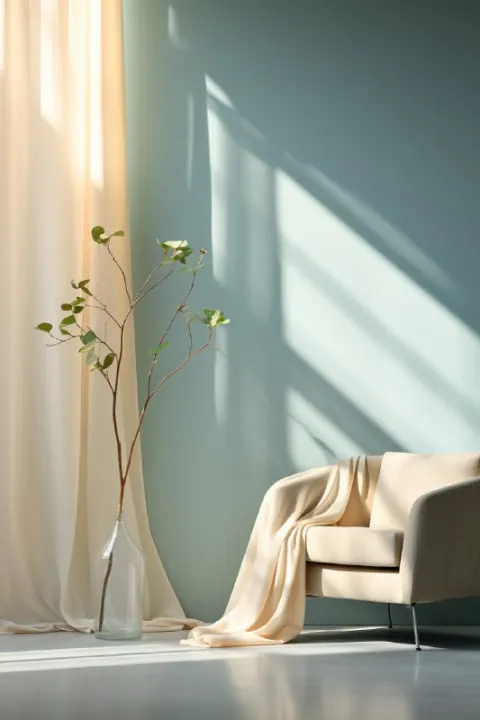 Minimalist Curtains Window and Chair Interior