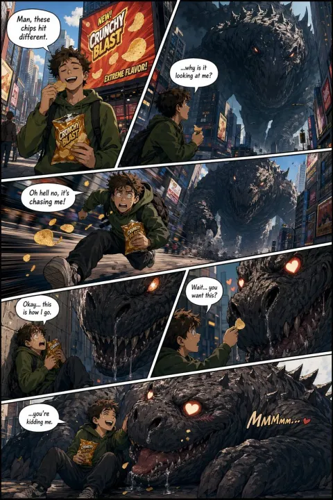 Cinematic Six Panel Comic Layout