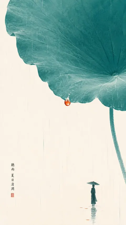 Summer Rain Under Lotus Leaf