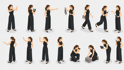 Isometric Businesswoman Pose Collection
