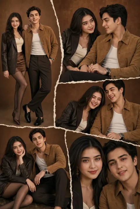 Brown Torn-Paper Couple Collage