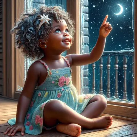 Glass Effect Girl Wishing on Stars From Porch
