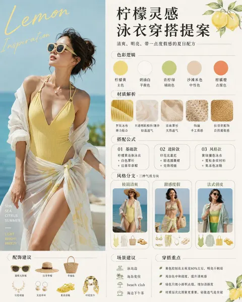 Lemon Inspired Swimsuit Look