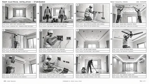 Room Electrical Installation Cinematic Storyboard