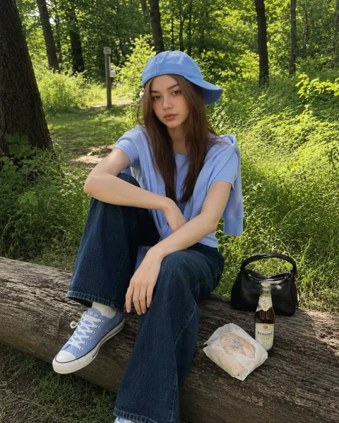 Summer Forest Girl Candid Portrait
