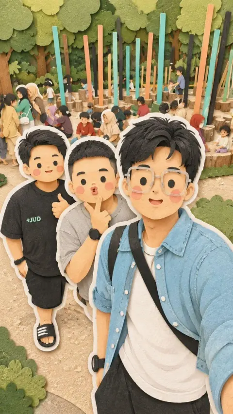 Kawaii Family Travel Paper Diorama