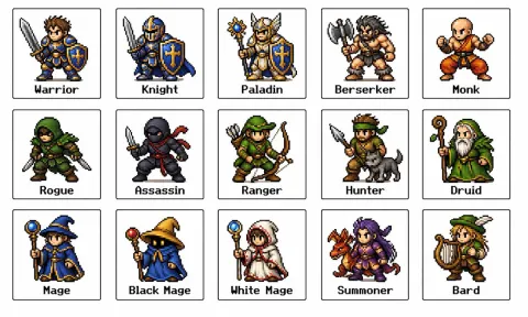 Retro RPG Job Class Sprite Sheet
