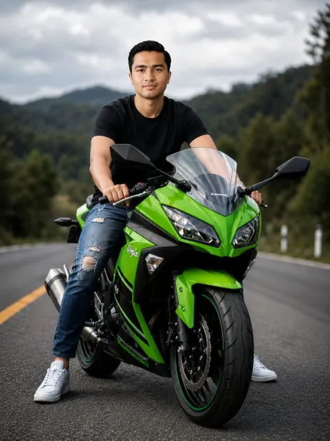 Sport Bike Rider Mountain Portrait