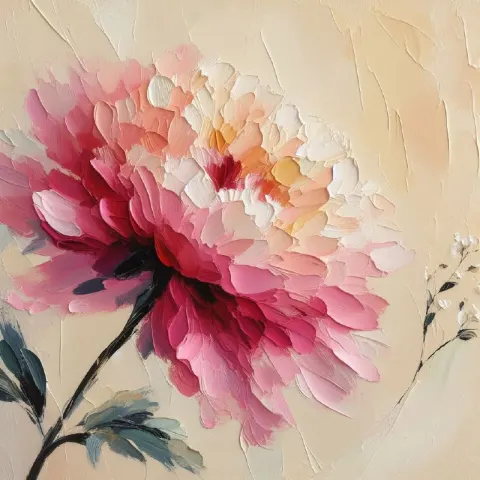 Sarah Bernhardt Peony Abstract Oil Painting