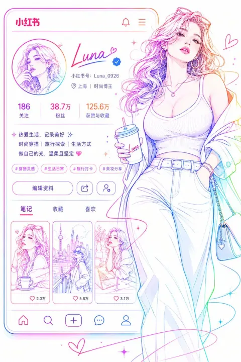 Neon Line Art Social Goddess