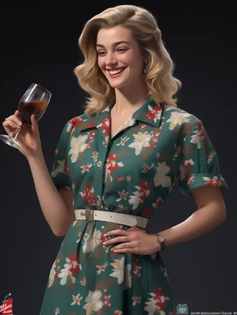 Cute Blind Box Party Girl Toasting Whiskey