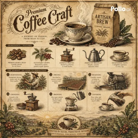 Vintage Coffee Botanical Infographic