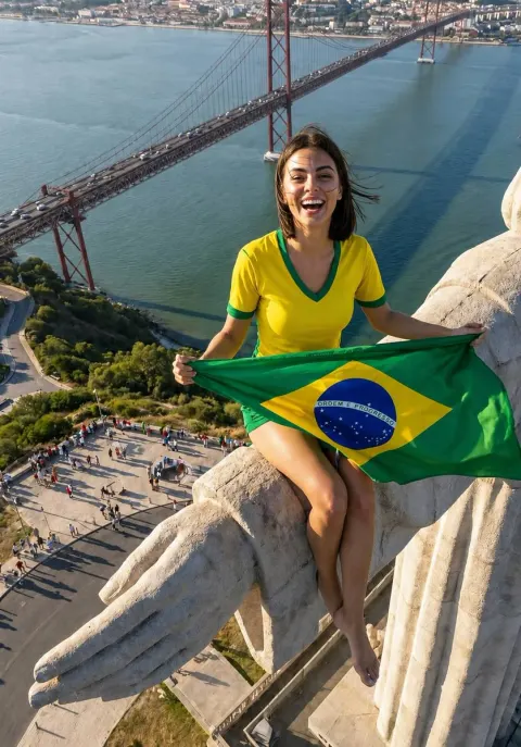 Brazilian Fan on Christ Redeemer Hand