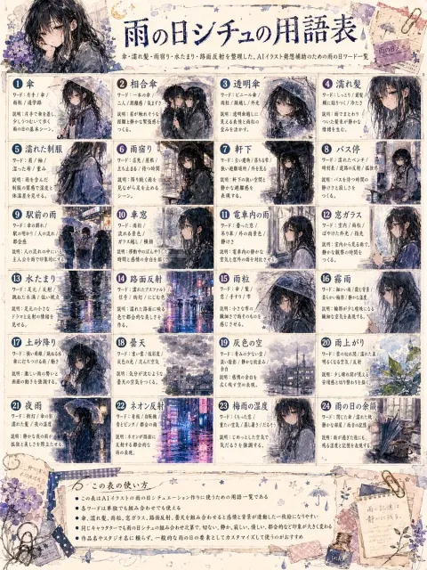 Rainy Day Illustration Vocabulary Sheet