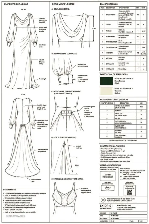Retro Future Evening Gown Tech Pack