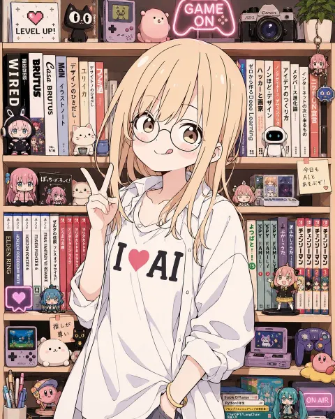 Otaku Gamer Room Bookshelf