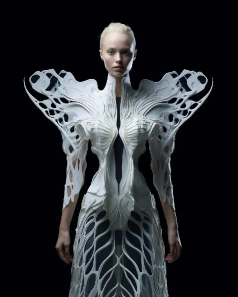 Scandinavian Model in Futuristic 3D Printed Couture