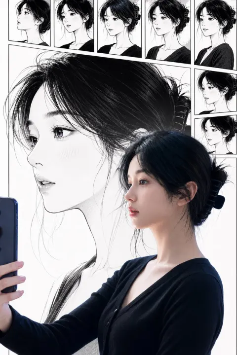 Manga Mirror Selfie Portrait