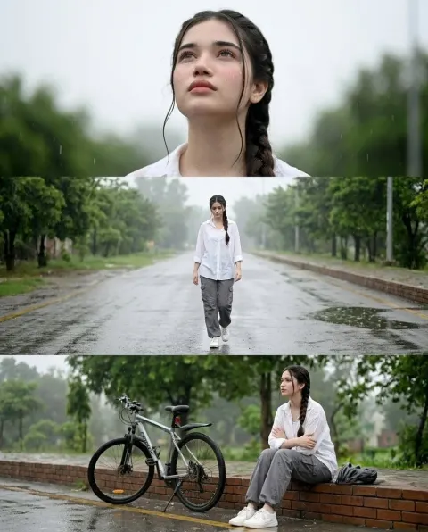 Rainy Triptych Portrait