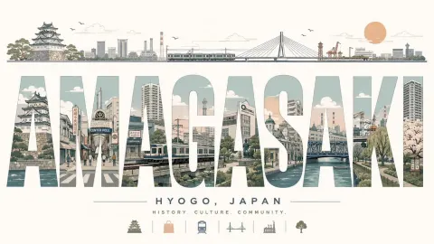 Amagasaki Retro Travel Poster