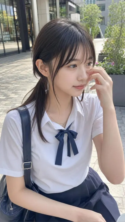 Candid Spring Plaza Student Portrait