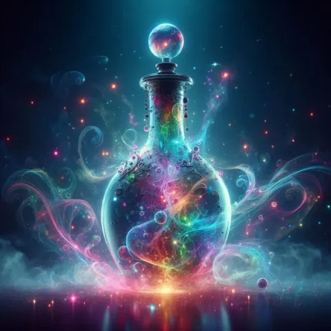 Luminescent Multicolored Magic Potion Bottle