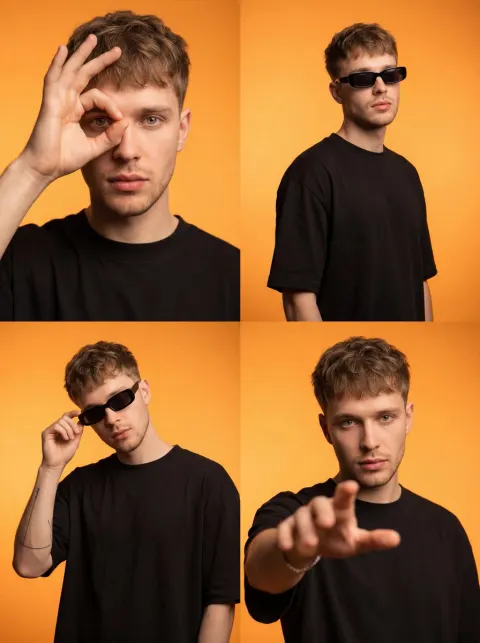 Stylish Male Portrait On Orange Backdrop
