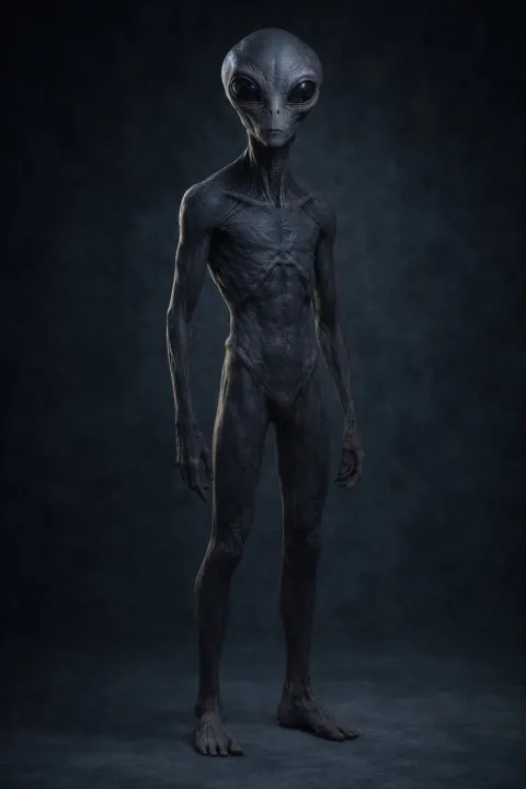 Eerie Humanoid Alien Studio Portrait