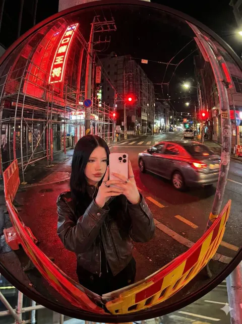 Neon Night Mirror Selfie