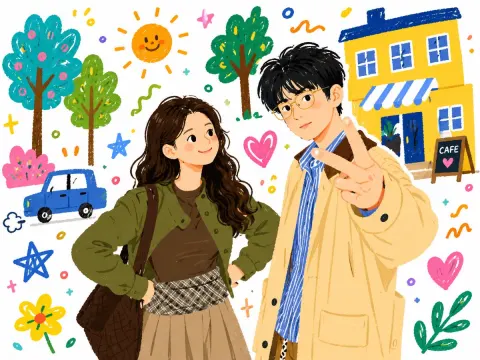 Couple Doodle Diary Illustration
