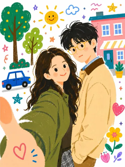Storybook Couple Selfie Diary